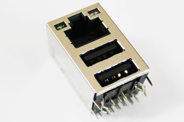 Cat6 Ethernet Double RJ45 USB Connectors Through Hole With 1 x 1 Port LPJE Series