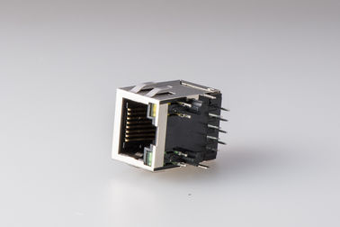 Single Port 8 Pin Tab Up Magnetic RJ45 Jack PCB Filter With  LED / EMI Optional